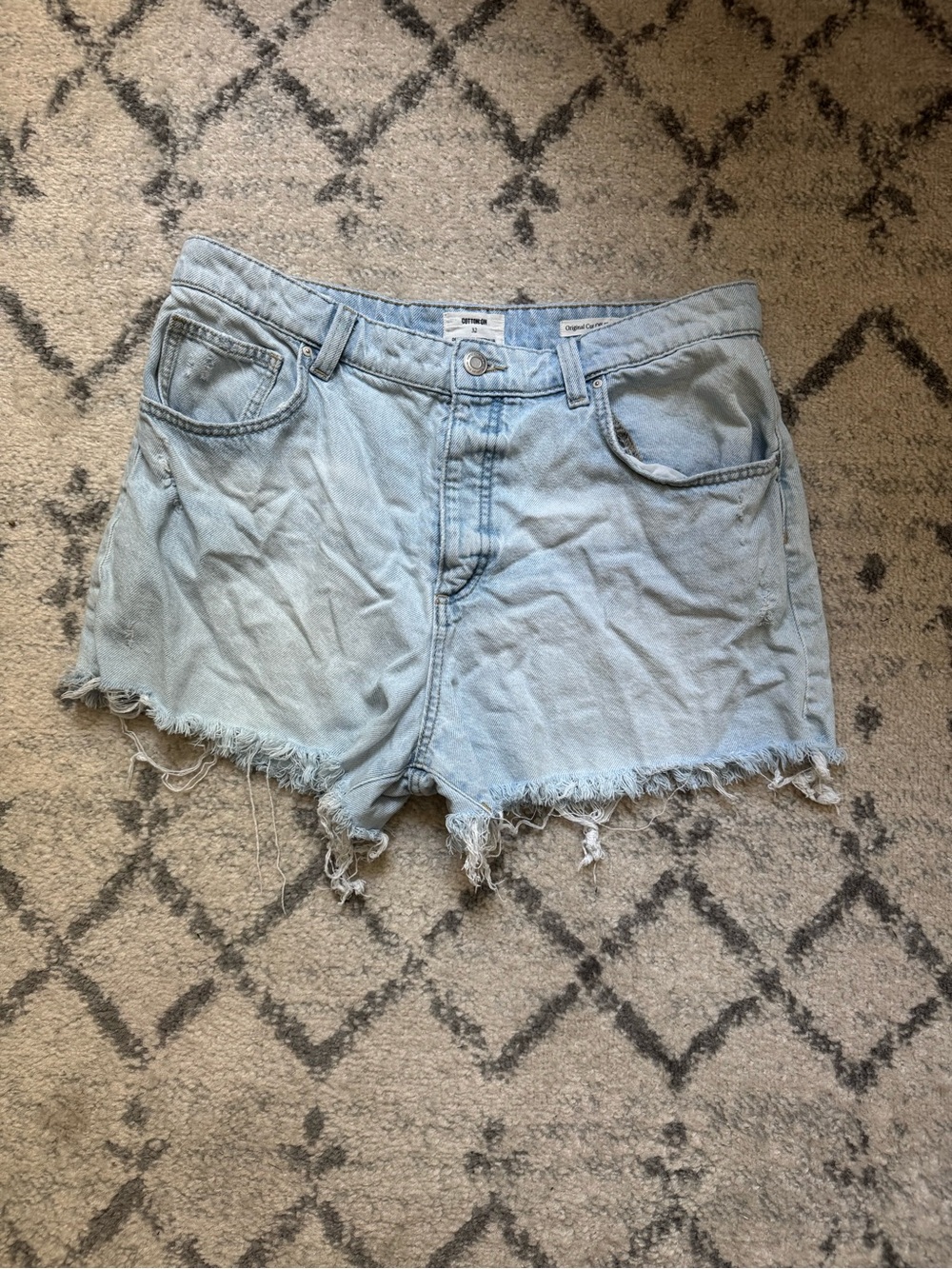 Cotton On Light Blue Frayed Hem Denim Shorts